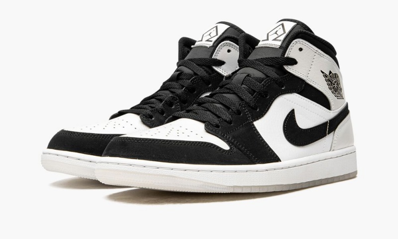 Nike Air Jordan 1 MID SE 'Diamond' Schoenen Heren Wit Zwart Nederland | 128769-TOV