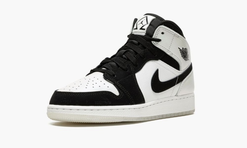 Nike Air Jordan 1 MID SE (GS) 'Diamond Shorts' Schoenen Kinderen Wit Zwart Nederland | 397021-TGQ
