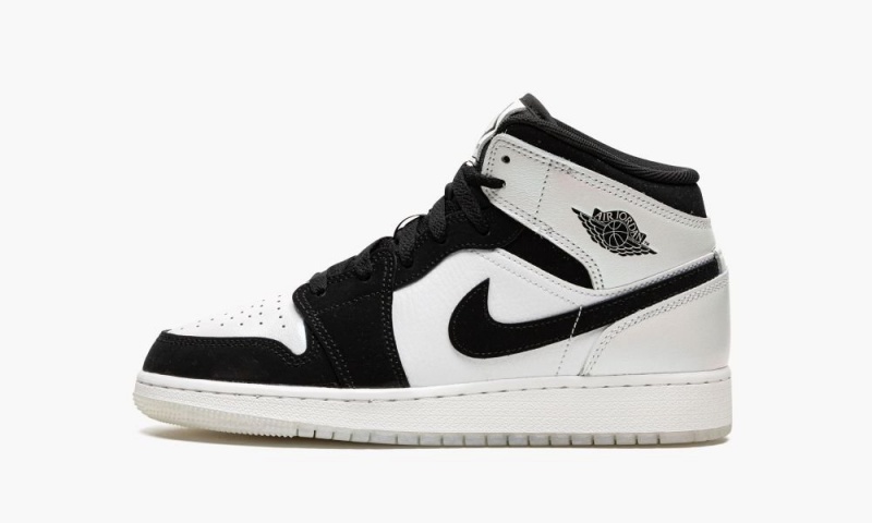 Nike Air Jordan 1 MID SE (GS) \'Diamond Shorts\' Schoenen Kinderen Wit Zwart Nederland | 397021-TGQ
