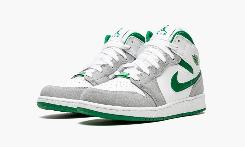 Nike Air Jordan 1 MID SE (GS) Schoenen Kinderen Wit Diepgroen Grijs Nederland | 013679-YLP