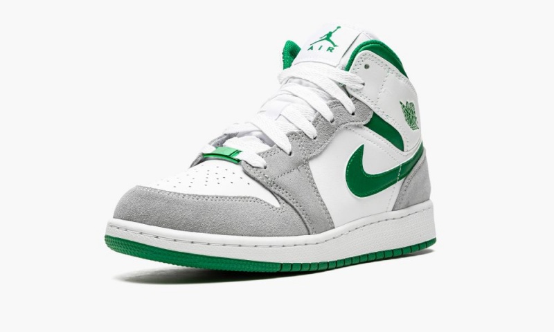 Nike Air Jordan 1 MID SE (GS) Schoenen Kinderen Wit Diepgroen Grijs Nederland | 013679-YLP