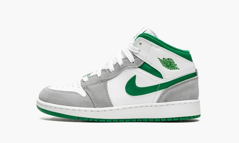 Nike Air Jordan 1 MID SE (GS) Schoenen Kinderen Wit Diepgroen Grijs Nederland | 013679-YLP