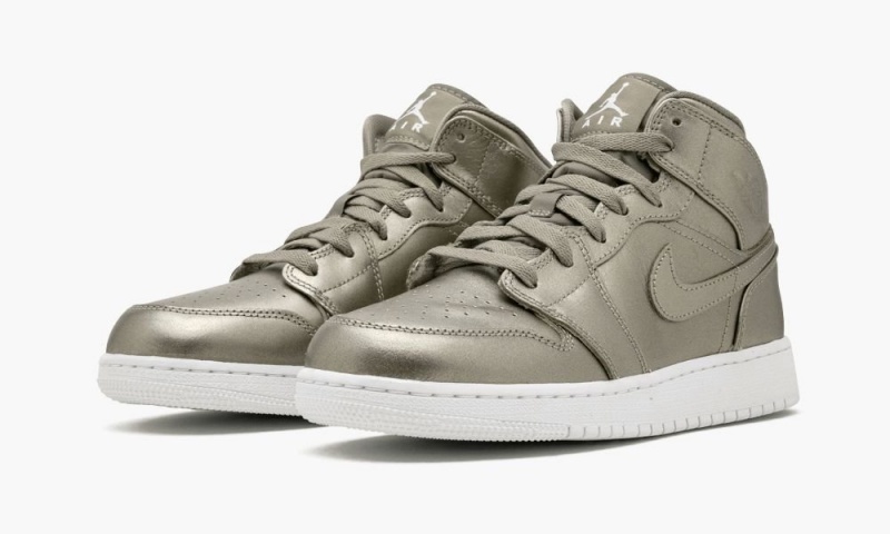 Nike Air Jordan 1 MID SE (GS) Schoenen Kinderen Grijs Wit Rood Nederland | 304785-OUP