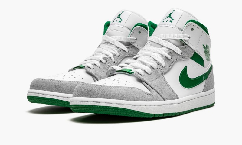 Nike Air Jordan 1 MID SE 'Grey / Pine Green / White' Schoenen Heren Wit Diepgroen Grijs Nederland | 147509-MWC