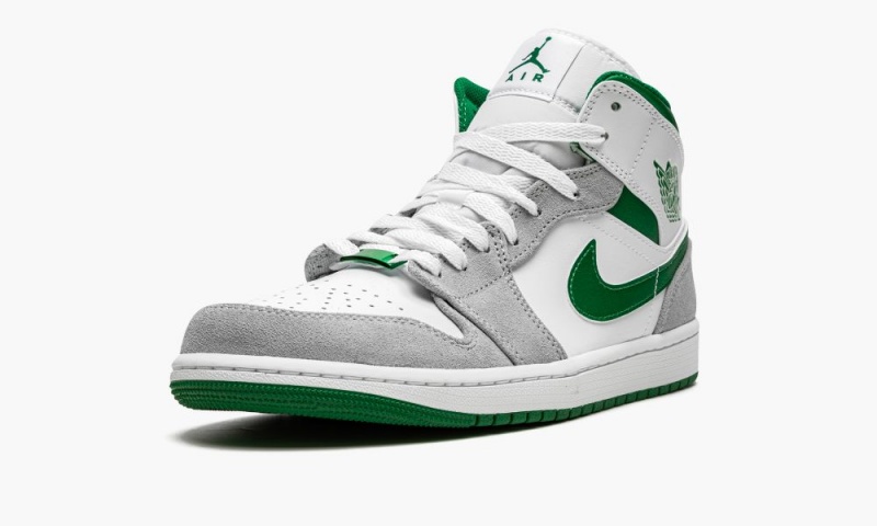 Nike Air Jordan 1 MID SE 'Grey / Pine Green / White' Schoenen Heren Wit Diepgroen Grijs Nederland | 147509-MWC