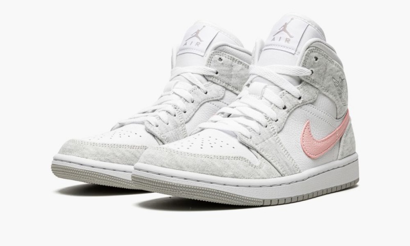 Nike Air Jordan 1 MID SE 'Heather Grey / Pink' Schoenen Dames Wit Grijs Nederland | 265431-OWT