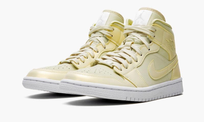 Nike Air Jordan 1 MID SE 'Lemon Yellow' Schoenen Dames Khaki Wit Geel Nederland | 415290-QGU