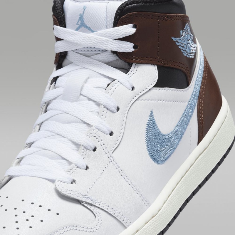 Nike Air Jordan 1 MID SE Schoenen Dames Wit Zwart Blauw Grijs Nederland | 964175-YFQ