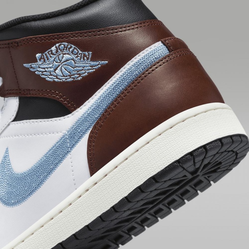 Nike Air Jordan 1 MID SE Schoenen Dames Wit Zwart Blauw Grijs Nederland | 964175-YFQ