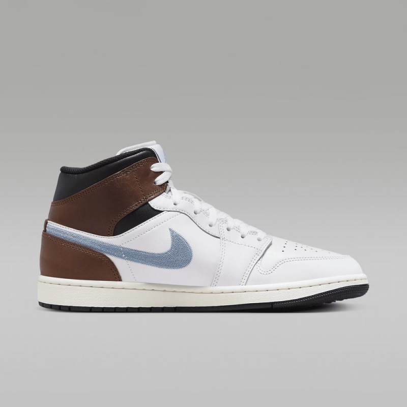 Nike Air Jordan 1 MID SE Schoenen Dames Wit Zwart Blauw Grijs Nederland | 964175-YFQ