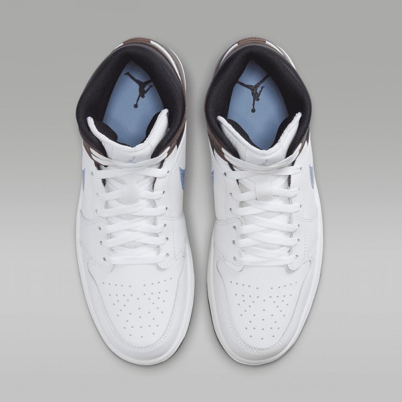 Nike Air Jordan 1 MID SE Schoenen Dames Wit Zwart Blauw Grijs Nederland | 964175-YFQ