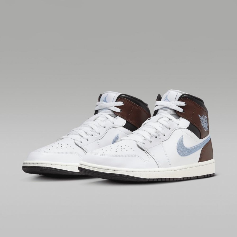 Nike Air Jordan 1 MID SE Schoenen Dames Wit Zwart Blauw Grijs Nederland | 964175-YFQ