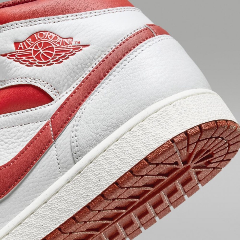 Nike Air Jordan 1 MID SE Schoenen Dames Wit Rood Nederland | 230581-TIC