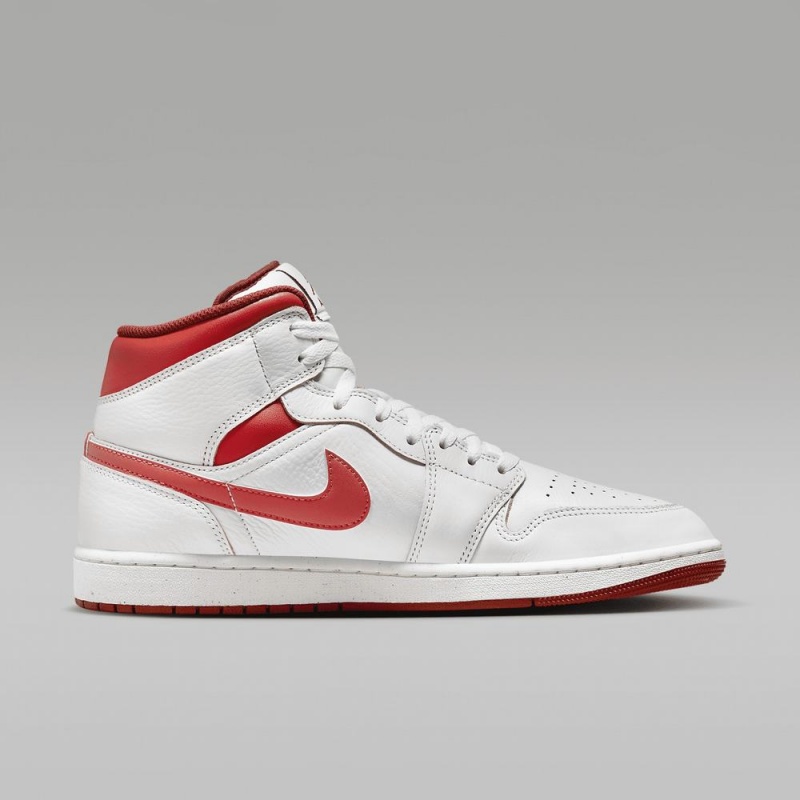 Nike Air Jordan 1 MID SE Schoenen Dames Wit Rood Nederland | 230581-TIC