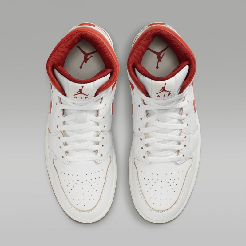 Nike Air Jordan 1 MID SE Schoenen Dames Wit Rood Nederland | 230581-TIC