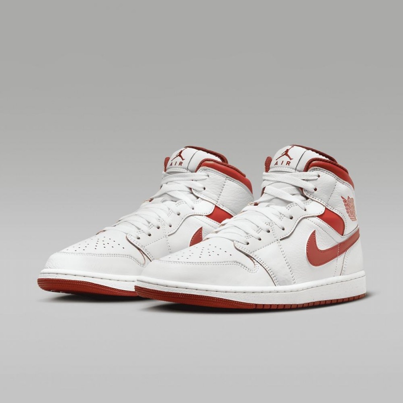 Nike Air Jordan 1 MID SE Schoenen Dames Wit Rood Nederland | 230581-TIC