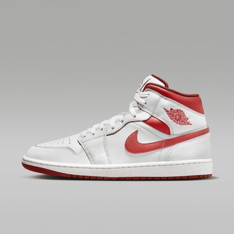 Nike Air Jordan 1 MID SE Schoenen Dames Wit Rood Nederland | 230581-TIC