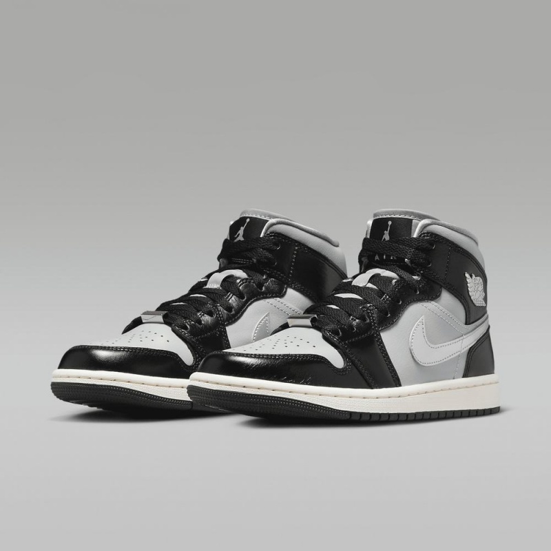 Nike Air Jordan 1 MID SE Schoenen Dames Zwart Grijs Nederland | 253087-DWG