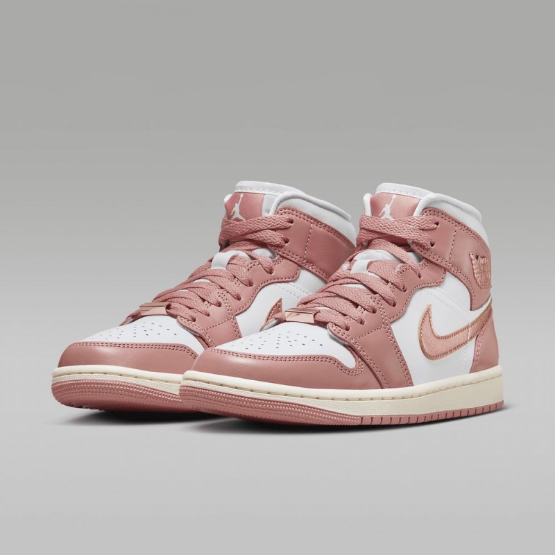 Nike Air Jordan 1 MID SE Schoenen Heren Rood Wit Metal Koper Nederland | 803152-GCD