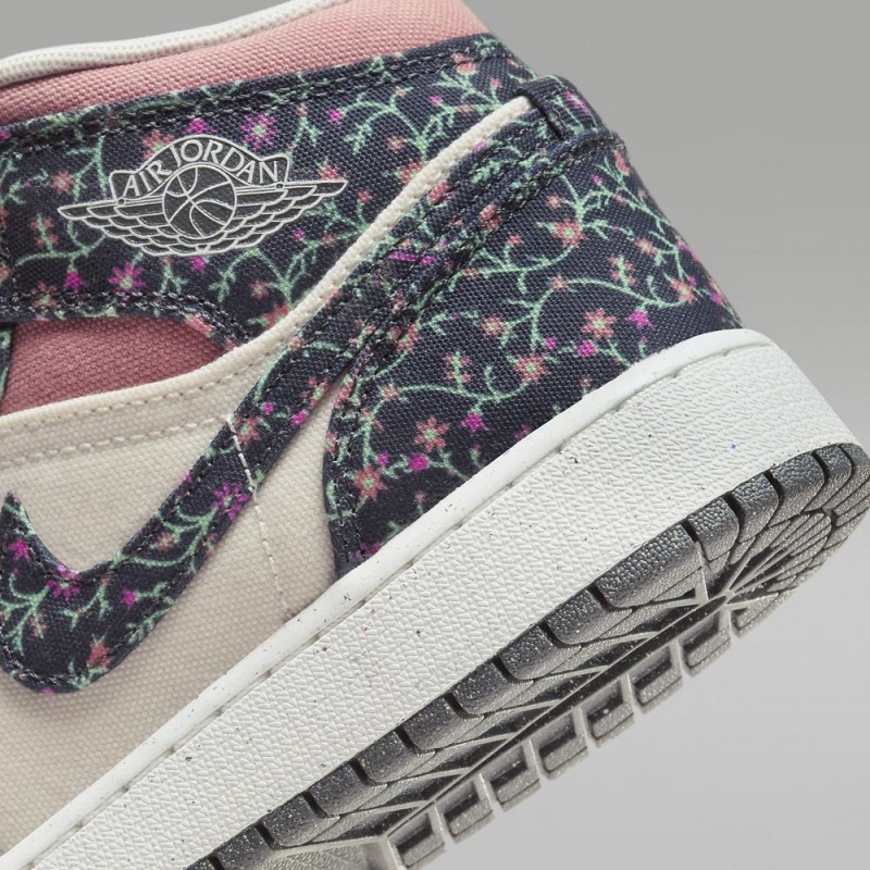 Nike Air Jordan 1 MID SE Schoenen Kinderen Bloemen Wit Roze Nederland | 641793-AOU