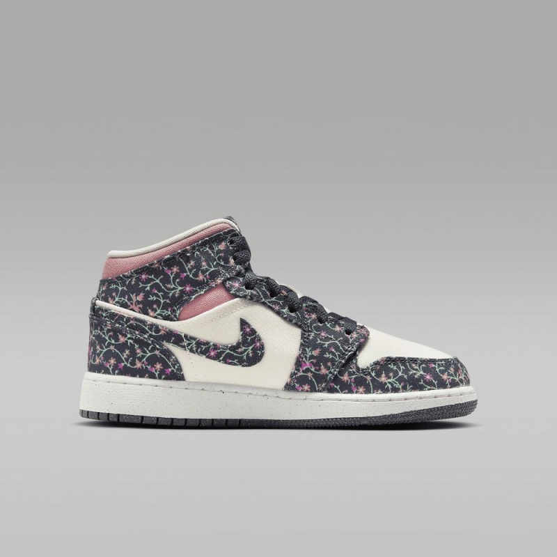 Nike Air Jordan 1 MID SE Schoenen Kinderen Bloemen Wit Roze Nederland | 641793-AOU