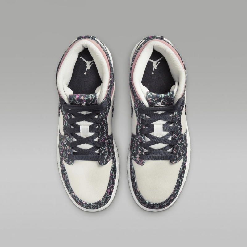 Nike Air Jordan 1 MID SE Schoenen Kinderen Bloemen Wit Roze Nederland | 641793-AOU