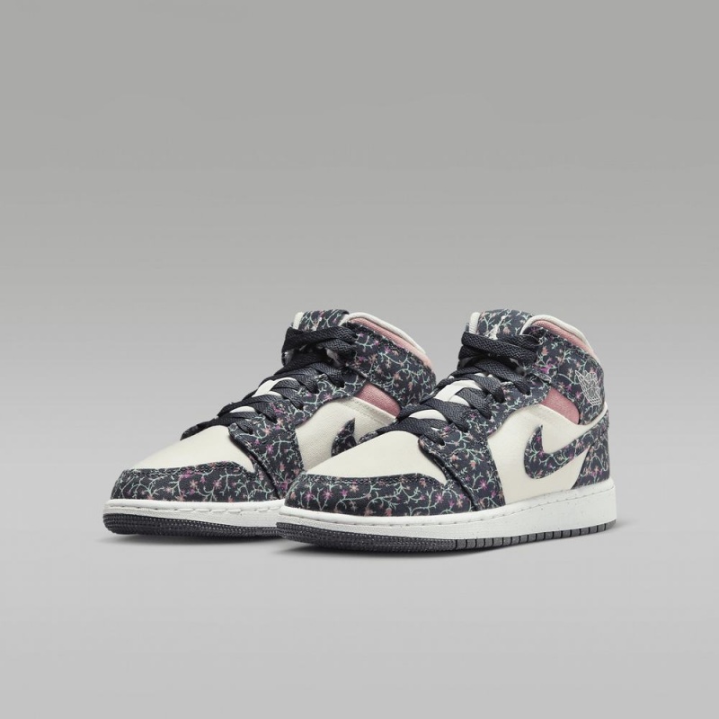 Nike Air Jordan 1 MID SE Schoenen Kinderen Bloemen Wit Roze Nederland | 641793-AOU