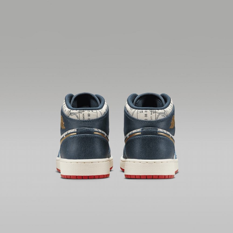Nike Air Jordan 1 MID SE Schoenen Kinderen Wit Blauw Nederland | 408769-WNO