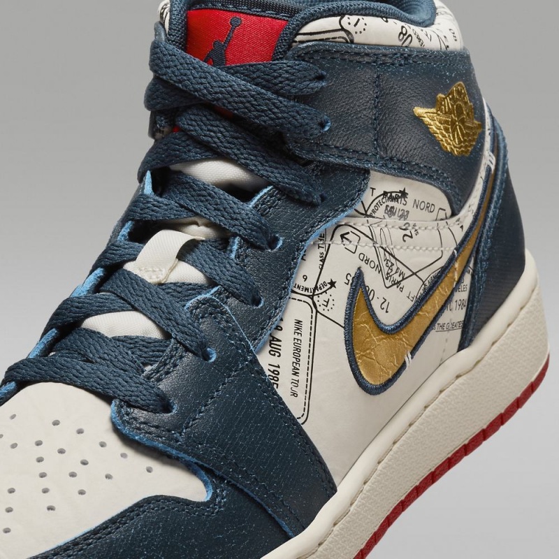 Nike Air Jordan 1 MID SE Schoenen Kinderen Wit Blauw Nederland | 408769-WNO