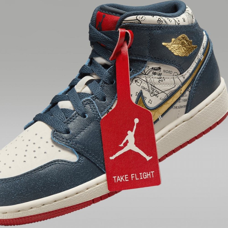 Nike Air Jordan 1 MID SE Schoenen Kinderen Wit Blauw Nederland | 408769-WNO