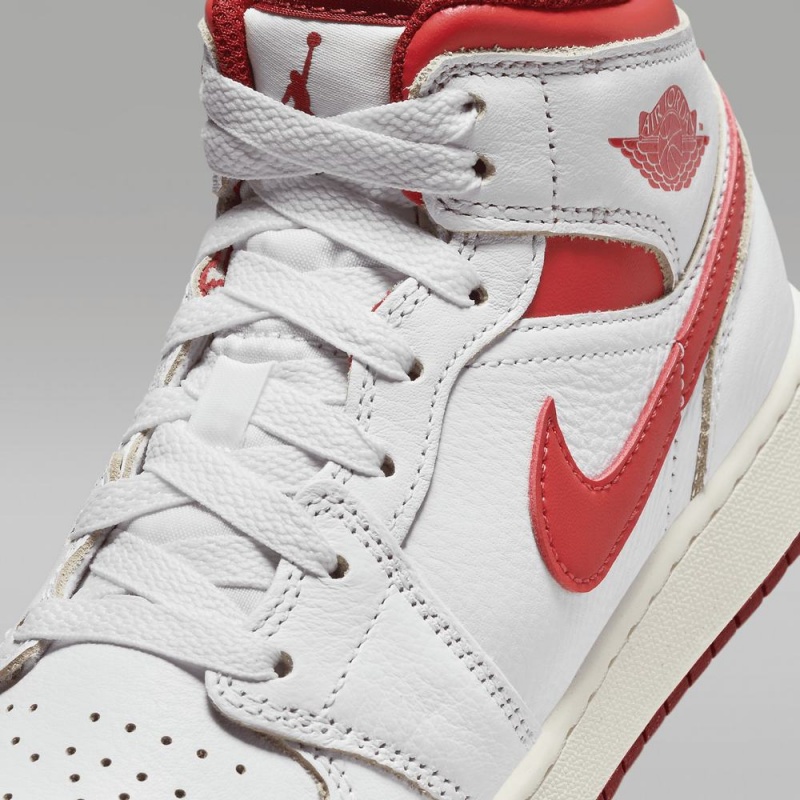 Nike Air Jordan 1 MID SE Schoenen Kinderen Wit Rood Nederland | 493576-SIQ