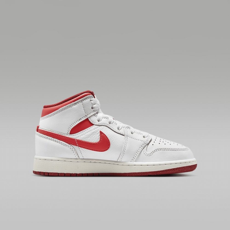 Nike Air Jordan 1 MID SE Schoenen Kinderen Wit Rood Nederland | 493576-SIQ