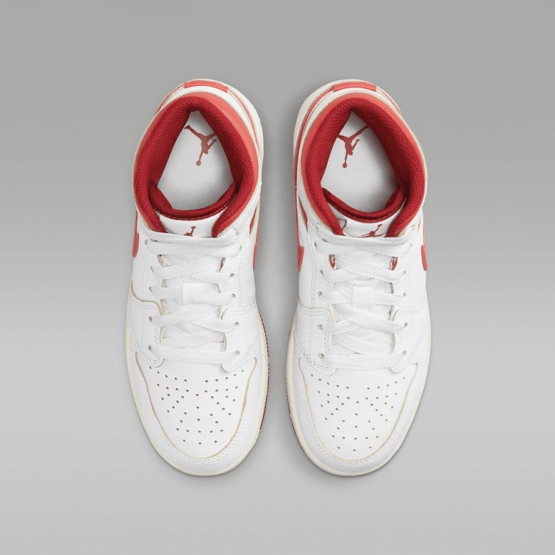 Nike Air Jordan 1 MID SE Schoenen Kinderen Wit Rood Nederland | 493576-SIQ