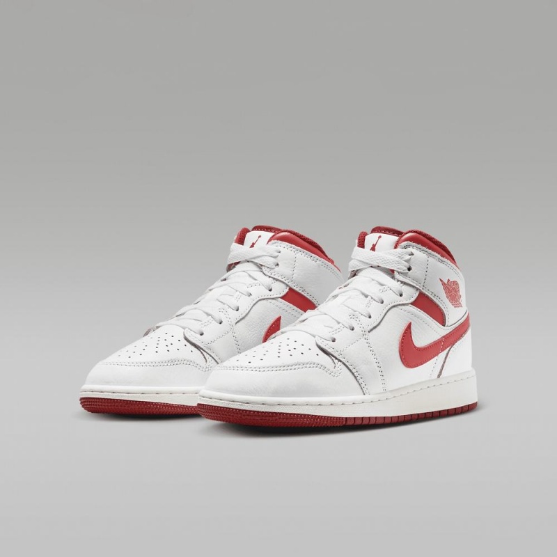 Nike Air Jordan 1 MID SE Schoenen Kinderen Wit Rood Nederland | 493576-SIQ