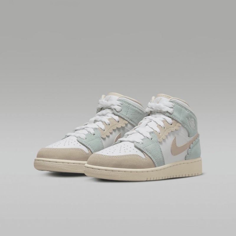 Nike Air Jordan 1 MID SE Schoenen Kinderen Wit Lichtblauw Nederland | 439680-EQV