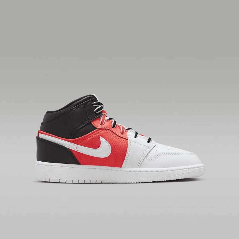 Nike Air Jordan 1 MID SE Schoenen Kinderen Wit Zwart Rood Nederland | 390564-XDY