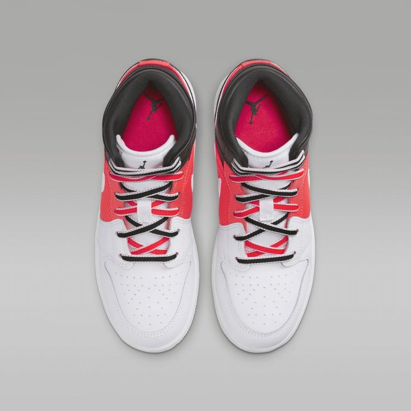 Nike Air Jordan 1 MID SE Schoenen Kinderen Wit Zwart Rood Nederland | 390564-XDY