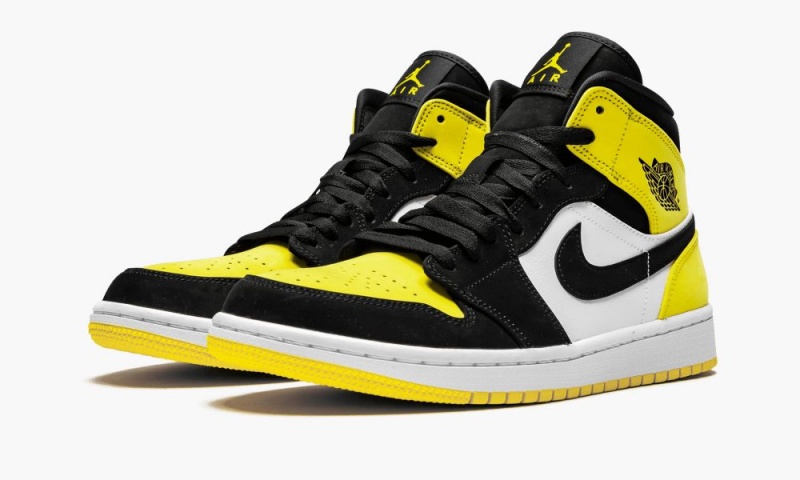 Nike Air Jordan 1 MID SE 'Yellow Neus' Schoenen Heren Zwart Geel Nederland | 625348-GBQ