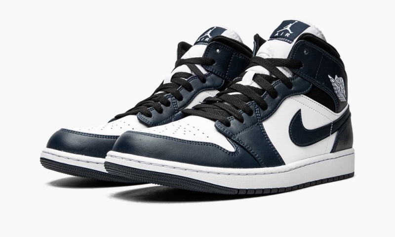 Nike Air Jordan 1 Mid 'Armory Navy' Schoenen Heren Donkerblauw Wit Zwart Nederland | 782351-KQD