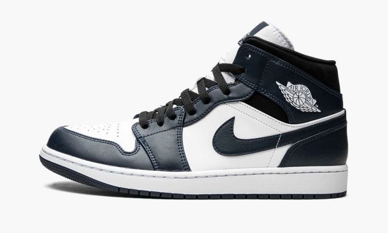 Nike Air Jordan 1 Mid \'Armory Navy\' Schoenen Heren Donkerblauw Wit Zwart Nederland | 782351-KQD