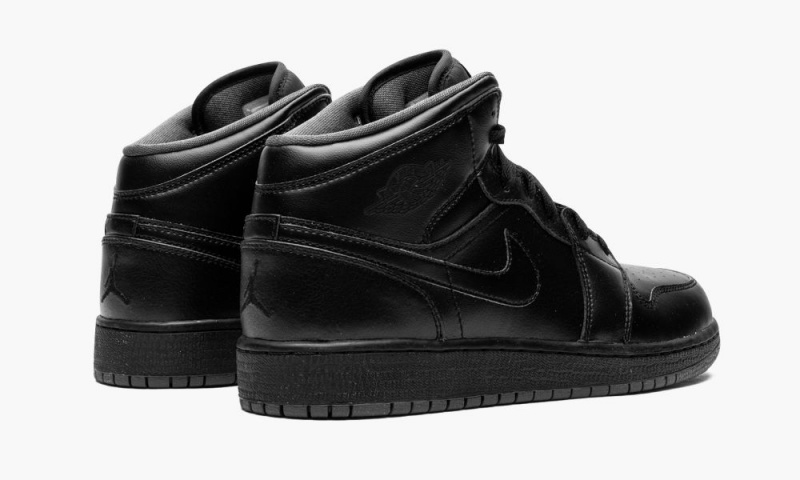 Nike Air Jordan 1 Mid BG 'Triple Black' Schoenen Kinderen Zwart Donkergrijs Nederland | 203417-SMZ