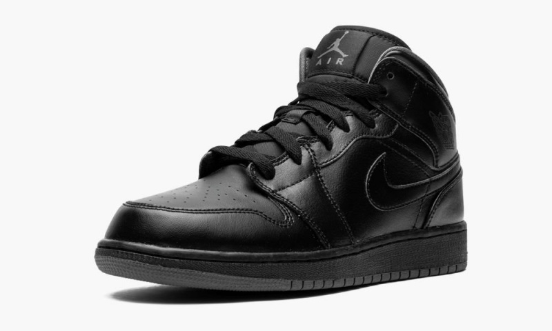 Nike Air Jordan 1 Mid BG 'Triple Black' Schoenen Kinderen Zwart Donkergrijs Nederland | 203417-SMZ