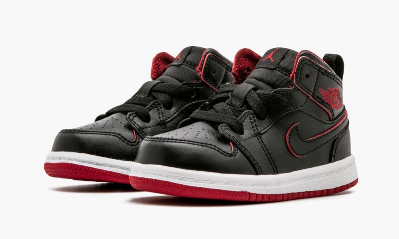 Nike Air Jordan 1 Mid BT Schoenen Kinderen Zwart Wit Rood Nederland | 041563-OCH