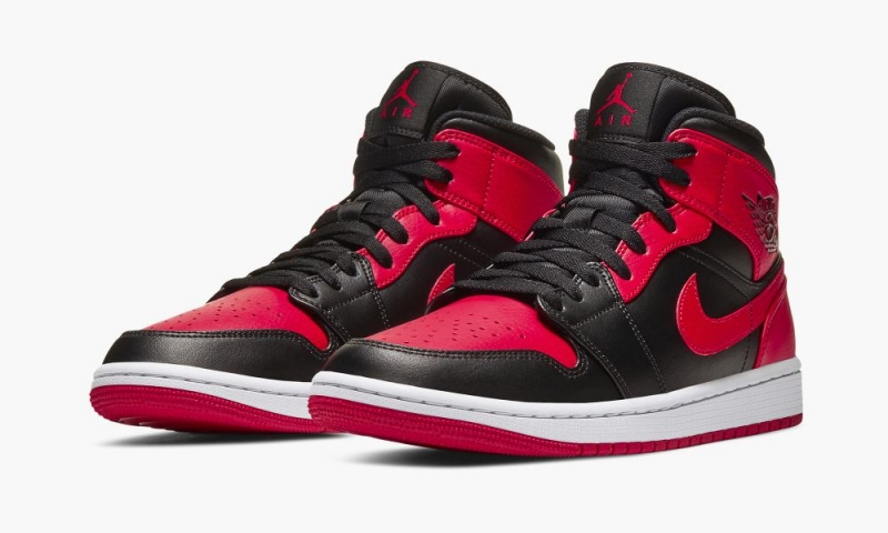 Nike Air Jordan 1 Mid 'Banned 2020' Schoenen Heren Zwart Rood Zwart Nederland | 958164-YTF