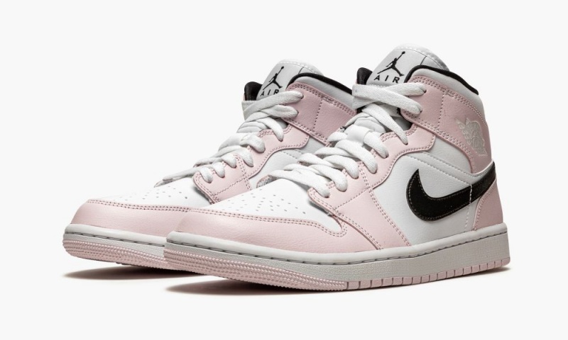 Nike Air Jordan 1 Mid 'Barely Rose' Schoenen Dames Lichtpaars Zwart Wit Nederland | 162058-HGZ