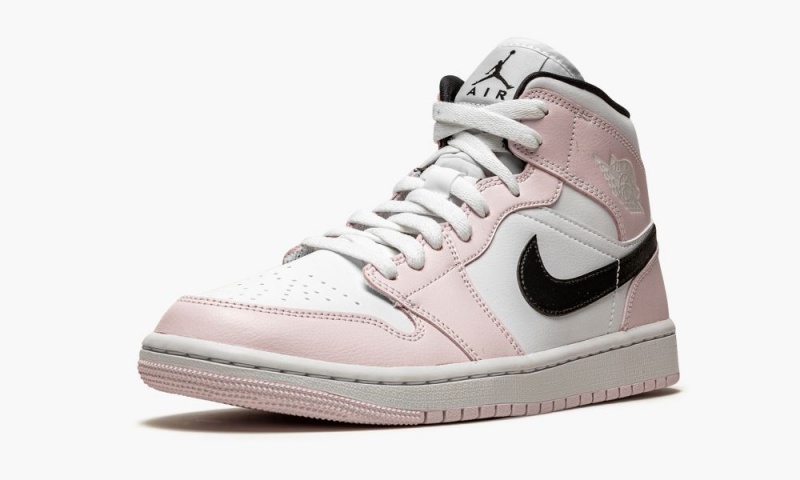 Nike Air Jordan 1 Mid 'Barely Rose' Schoenen Dames Lichtpaars Zwart Wit Nederland | 162058-HGZ