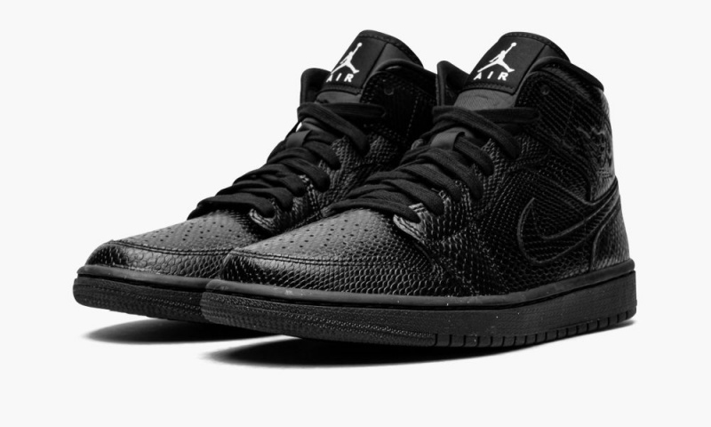 Nike Air Jordan 1 Mid 'Black Snakeskin' Schoenen Dames Zwart Wit Nederland | 134079-VAG