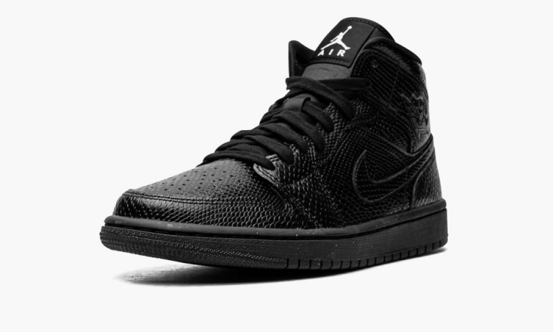 Nike Air Jordan 1 Mid 'Black Snakeskin' Schoenen Dames Zwart Wit Nederland | 134079-VAG