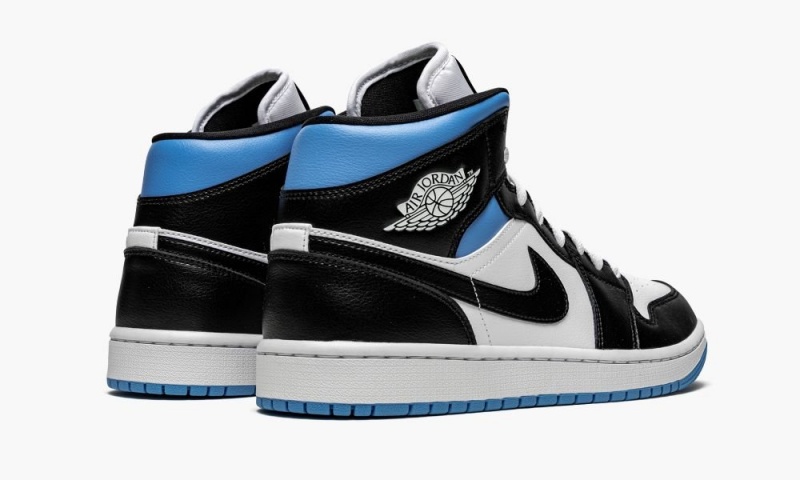Nike Air Jordan 1 Mid 'Black / White / University Blue' Schoenen Dames Wit Zwart Blauw Nederland | 649128-DUM