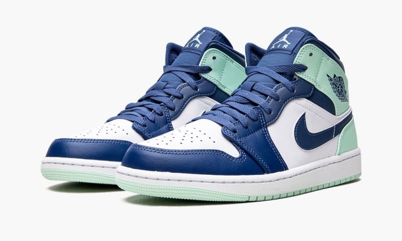 Nike Air Jordan 1 Mid 'Blue Mint' Schoenen Heren Donkerblauw Mintgroen Wit Nederland | 236459-ALN